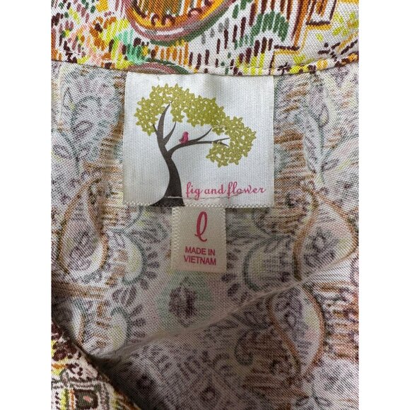 Anthropologie Fig And Flower Top Womens Large Multicolor Boho Floral Shirt - Picture 2 of 8